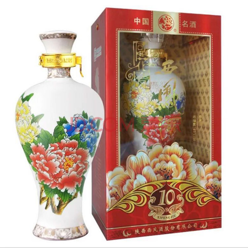西凤国花瓷45度10年白酒500ml