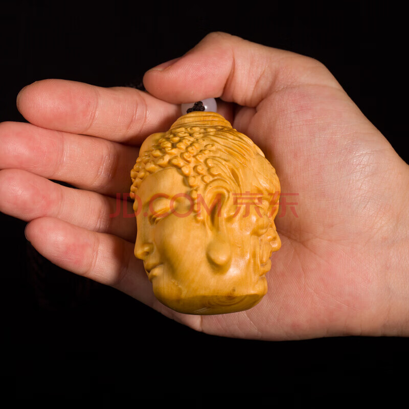 【 京东拼购】黄杨木雕刻工艺品佛头文玩手把件男一念成佛一念成魔