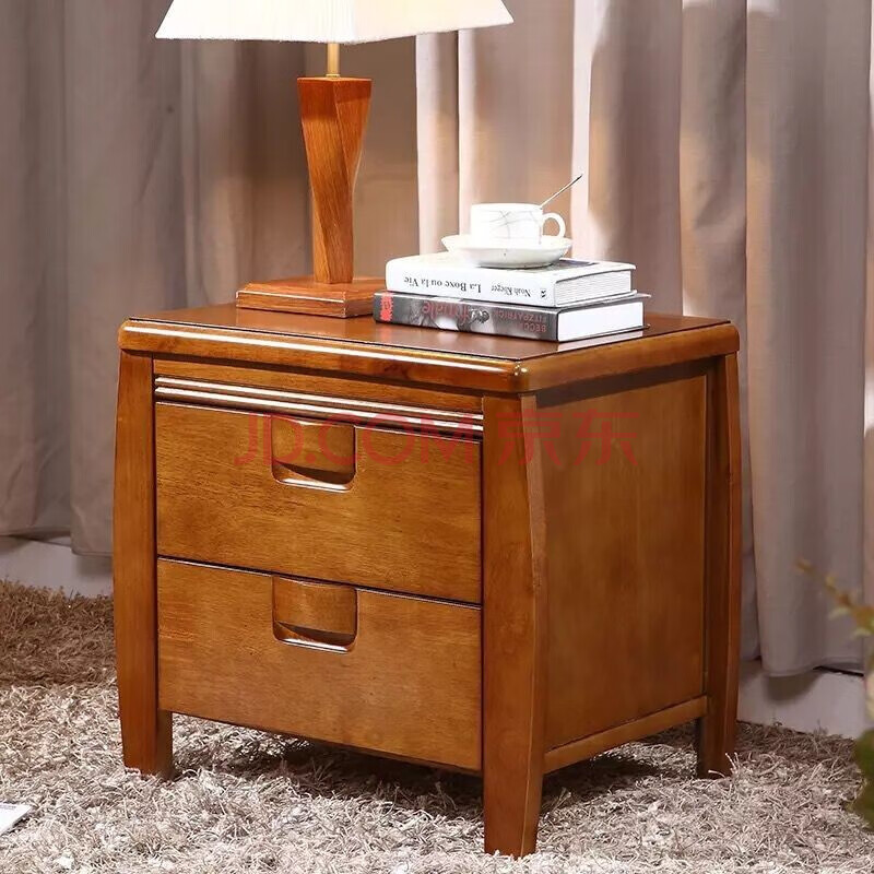 床头柜中式简约现代实木整装原木色胡桃色床边收纳储物柜 海棠色