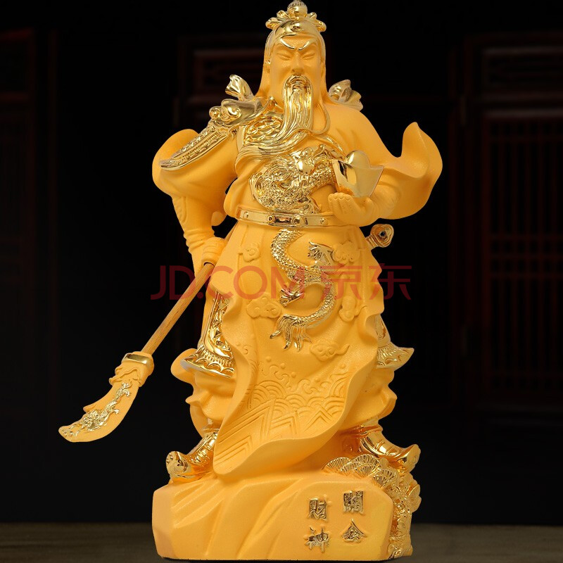 招财关公摆件武财神爷佛像家居供奉关二爷神像公司店铺开业礼品 沙金