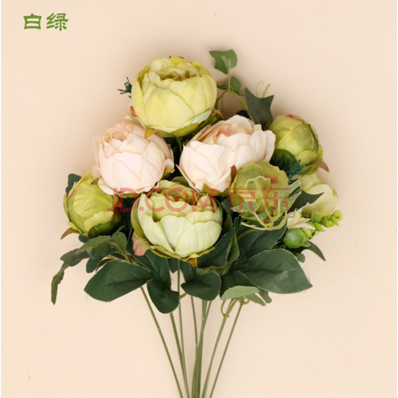 花狐狸 欧式玫瑰仿真花套装客厅餐桌摆件装饰花绢花牡丹花假花道具花