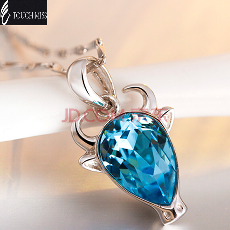 touch miss十二星座水晶纯银项链女锁骨简约送女友生日520情人节礼物