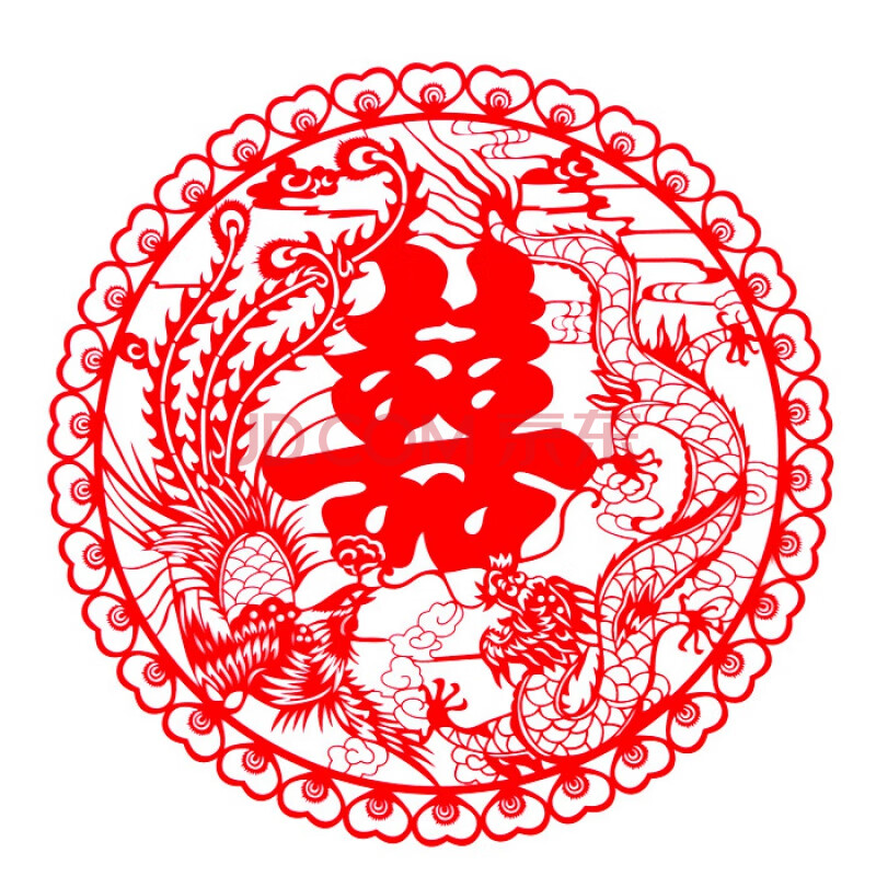 喜字贴窗婚车中式车贴车用婚礼贴结婚的副车队剪纸双喜浪漫 龙凤款式