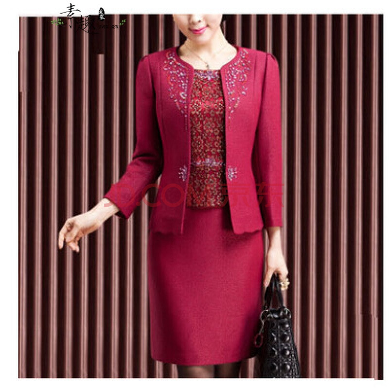 婆婆装婚礼服喜婆婆婚宴春秋礼服参加结婚礼妈妈装秋冬装两件套装加大