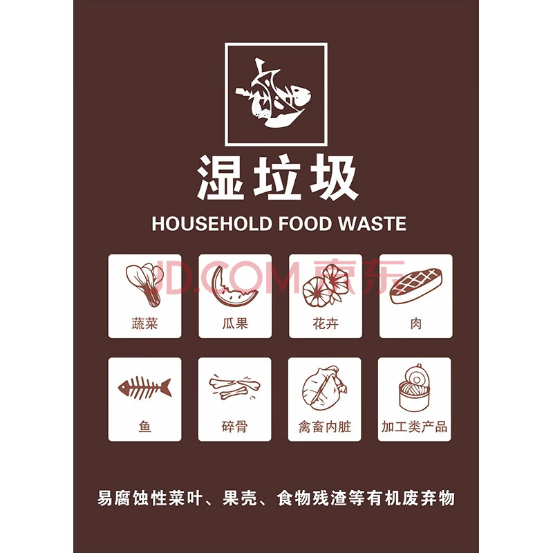 上海干湿垃圾可回收垃圾标识垃圾分类贴纸垃圾桶有害厨余标签标贴 湿