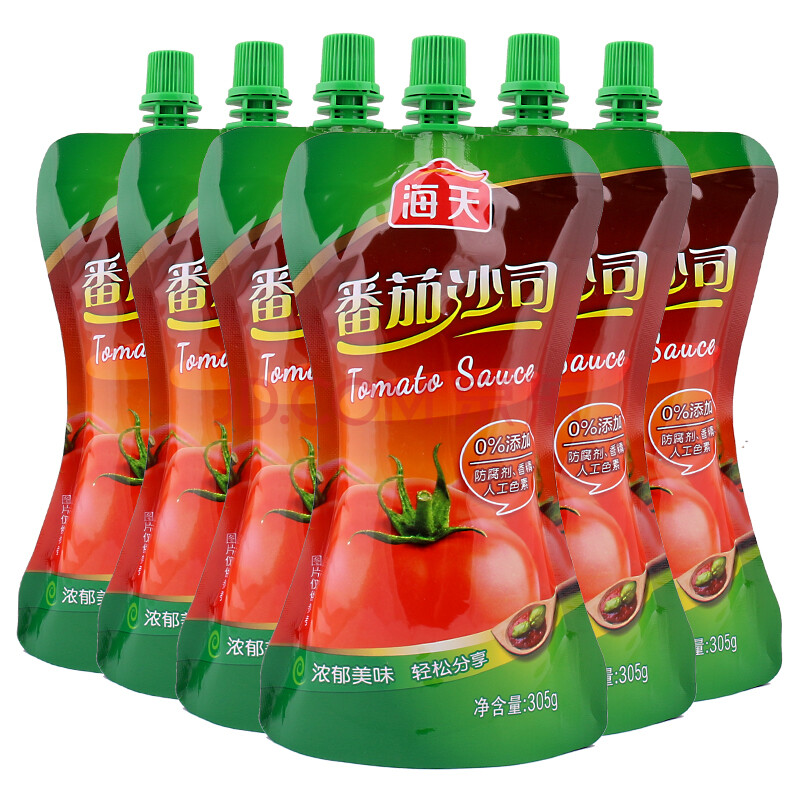 海天番茄沙司305克*6袋薯条手抓饼寿司披萨汉堡番茄蘸酱 多省包邮