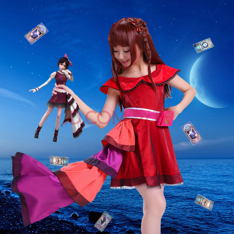叶罗丽衣服女童王默陈思思齐娜服装圣诞节儿童cos公主连衣裙w 红色