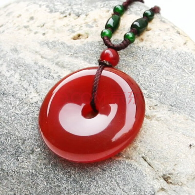 红玛瑙平安扣吊坠男女南红玉石挂件水晶玉髓项链吊坠情侣饰品坠子