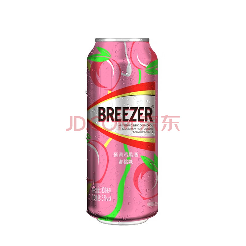                     BREEZER 冰锐 洋酒 3°朗姆预调酒 (330ml、蜜桃味)                
