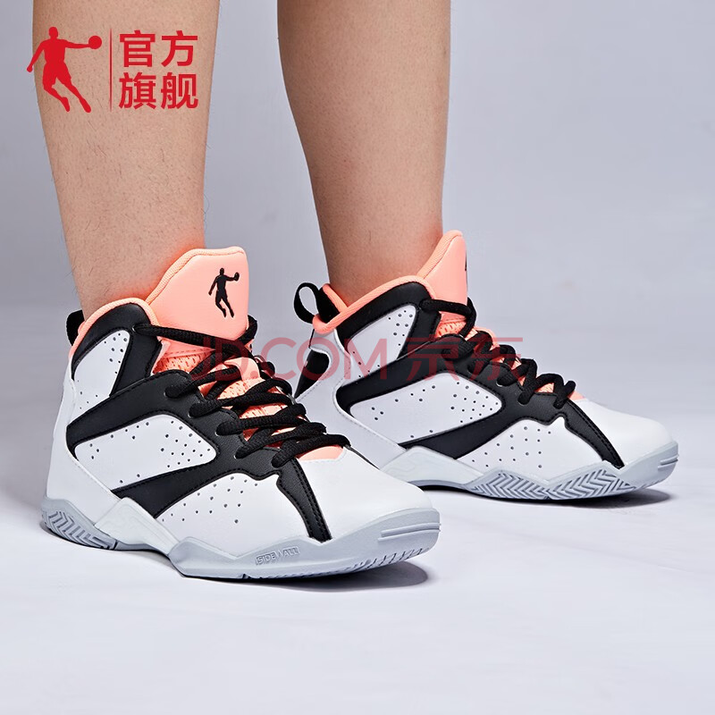 乔丹女鞋篮球鞋 2021秋季新款高帮耐磨减震运动鞋实战球鞋战靴女 白色