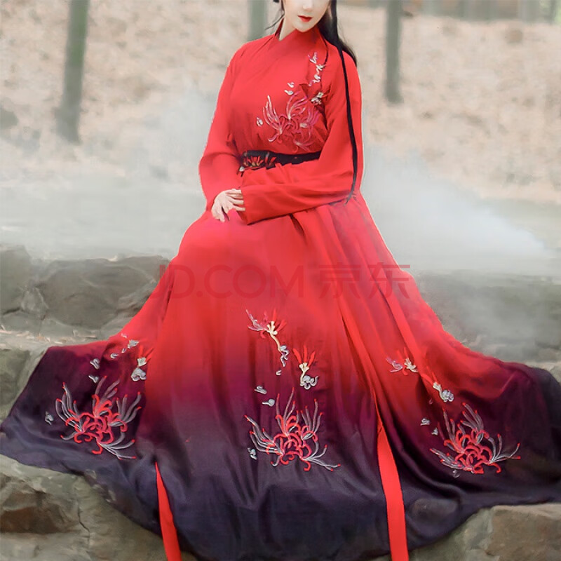 彼岸花汉服 黑红图片