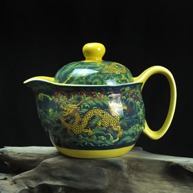 茶壶带过滤网功夫茶壶景德镇青花茶具大容量泡茶壶家用茶壶 黄金龙