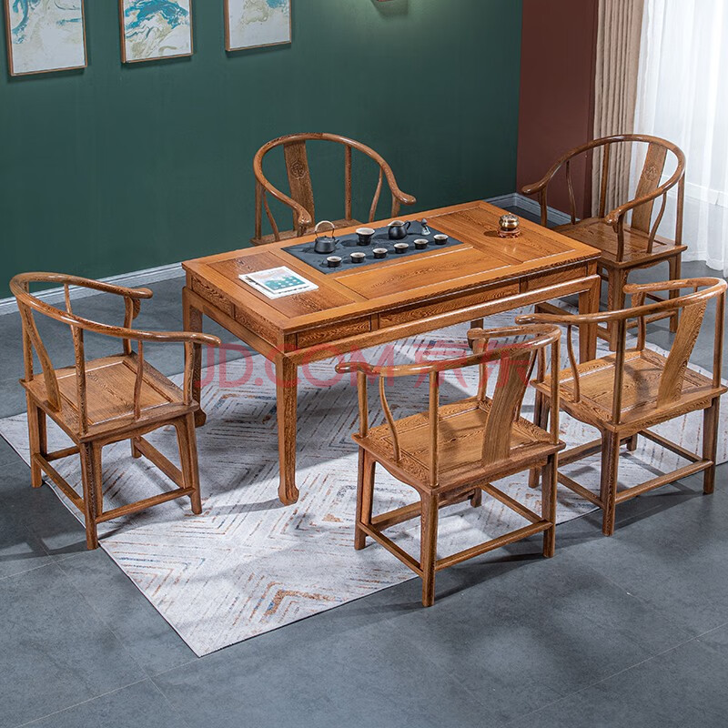 慢象红木家具非洲鸡翅木(学名:非洲崖豆木)茶桌椅组合实木茶桌功夫泡