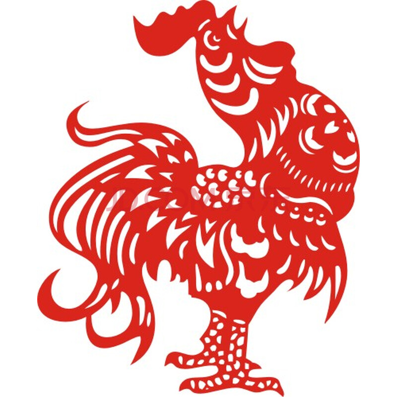 水月镜花 公鸡 剪纸画手工艺窗花贴福字装饰用品鸡年门贴年画贴纸 jn