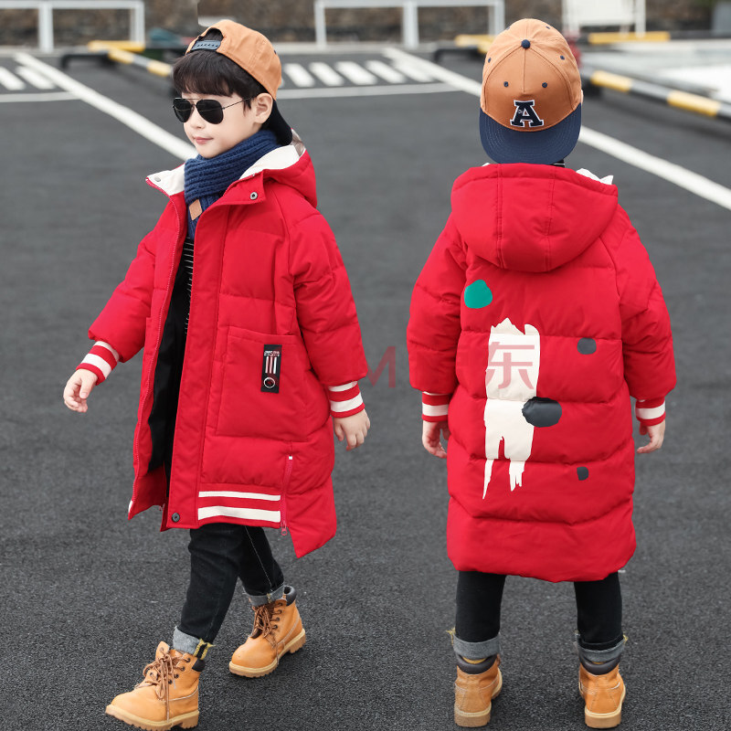 冬天穿的外套男童秋冬装加厚中长款2019新款羽绒棉衣袄中大儿童洋气潮