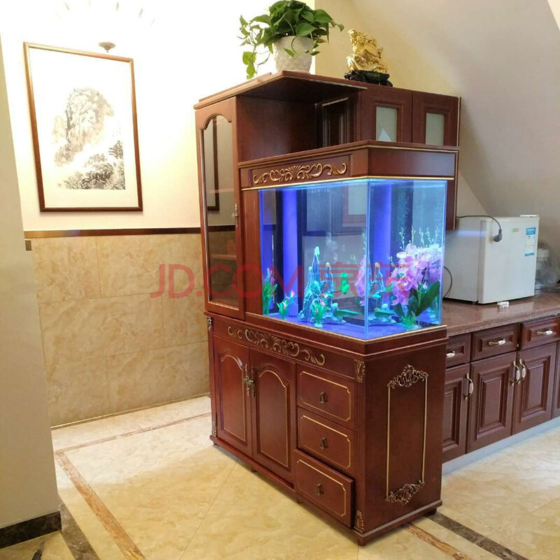 逸涵木業(yh)魚缸隔斷櫃大型客廳超白屏風水族箱家用隔斷歐式全酒櫃