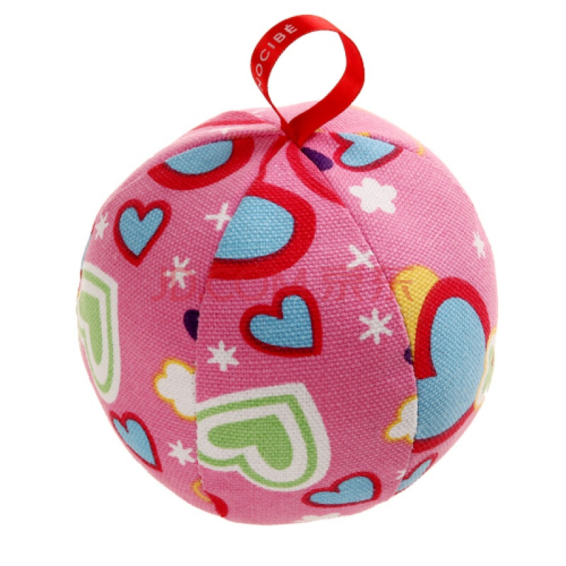 圆形带绳沙包 幼儿园流星球儿童手工厚帆布玩具 10厘米粉色心