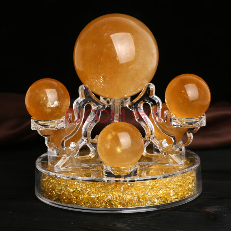 天然黄水晶七星阵转运风水球 黄色水晶球摆件 招财旺运 升级皇冠款 7