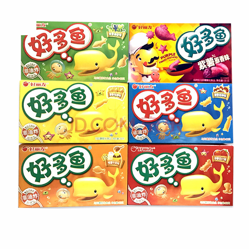 好丽友好多鱼番茄紫薯味膨化非油炸薯片休闲儿童零食礼包33g*6盒 番茄