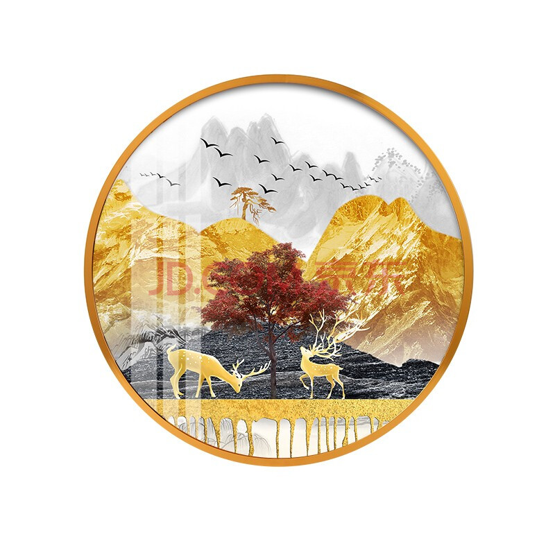 黄金岁月 直径100cm实木框(轻奢金 油画布艺面)