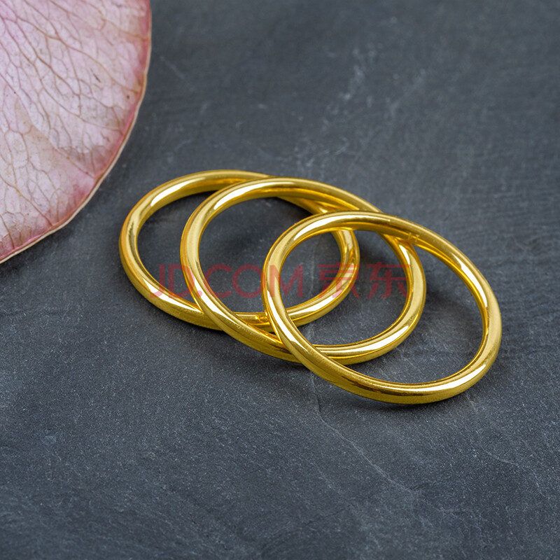 周福生黄金素圈足金戒指5g光面金指环金光圈乾坤圈细圈简约对戒 20号