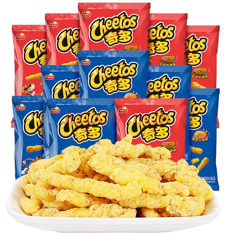 乐事奇多粟米棒美式火鸡味60g*8袋日式牛排膨化小零食品薯条片 奇多