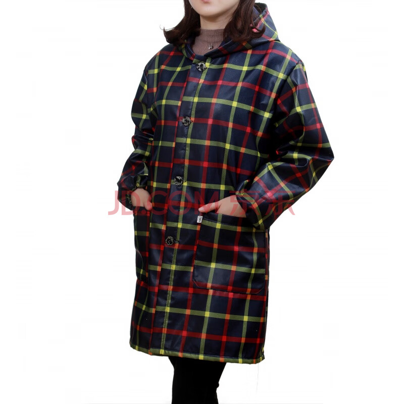 秋冬厨房防护罩衣长袖连帽保暖加绒加厚防油防水围裙护衣男女大褂迷彩