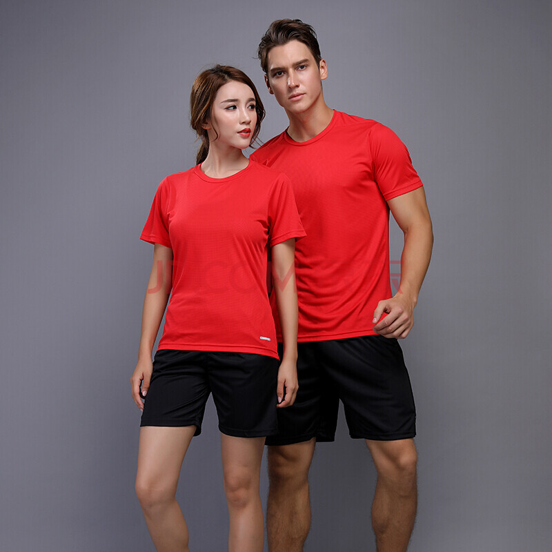 运动套装速干衣男女跑步健身瑜伽服短袖马拉松情侣装 p7-4红色短袖t恤