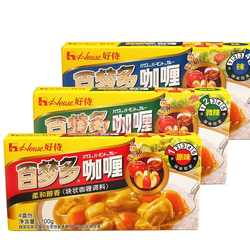 好侍百梦多咖喱块100g*3盒原味微辣辣味日式速食黄咖喱块酱料家用 3