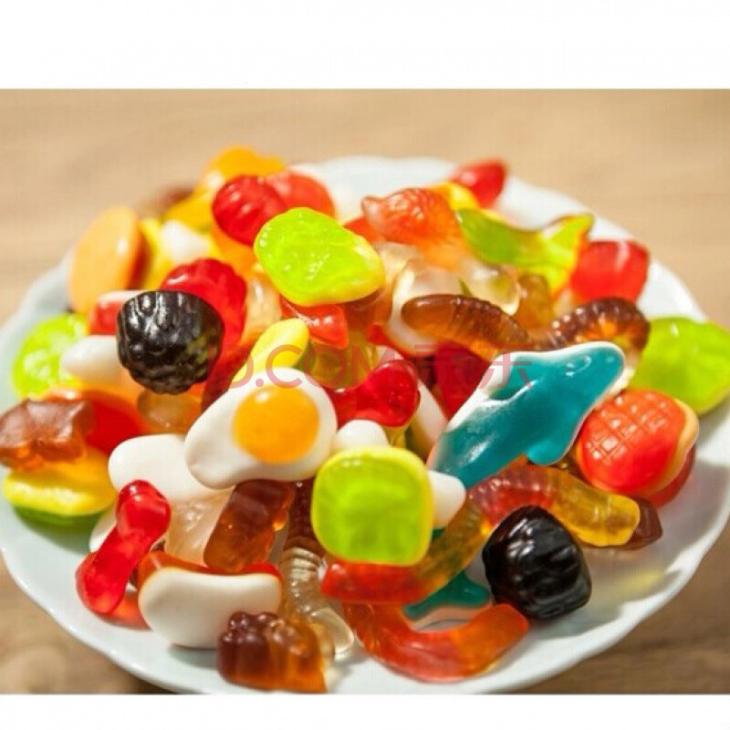 爆零食 堂糖果软糖扣扣糖果软糖软唐软糖胶皮糖水果软糖 罐装汉堡500