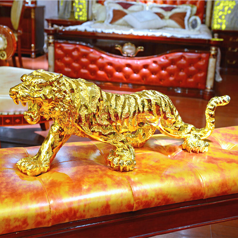 开业乔迁礼品客厅汽车办公室酒柜装饰工艺品 大号55厘米金色老虎家用