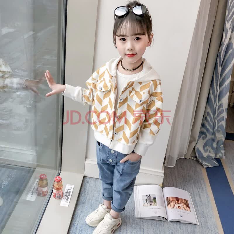 儿童夹克春季新款休闲外套学生衣服宝宝服装 黄色 110(适合身高100cm)