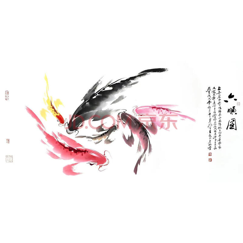 张大千艺术传人著名书画家谢秉均书画作品《六顺图》138*69cm