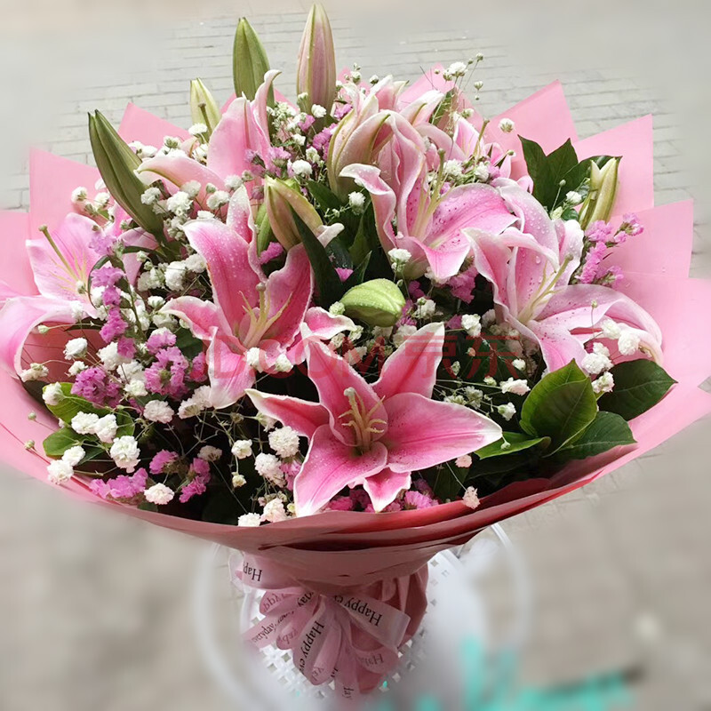 绿范鲜花速递香水百合送长辈女友生日花束礼盒同城速递重庆苏州武汉