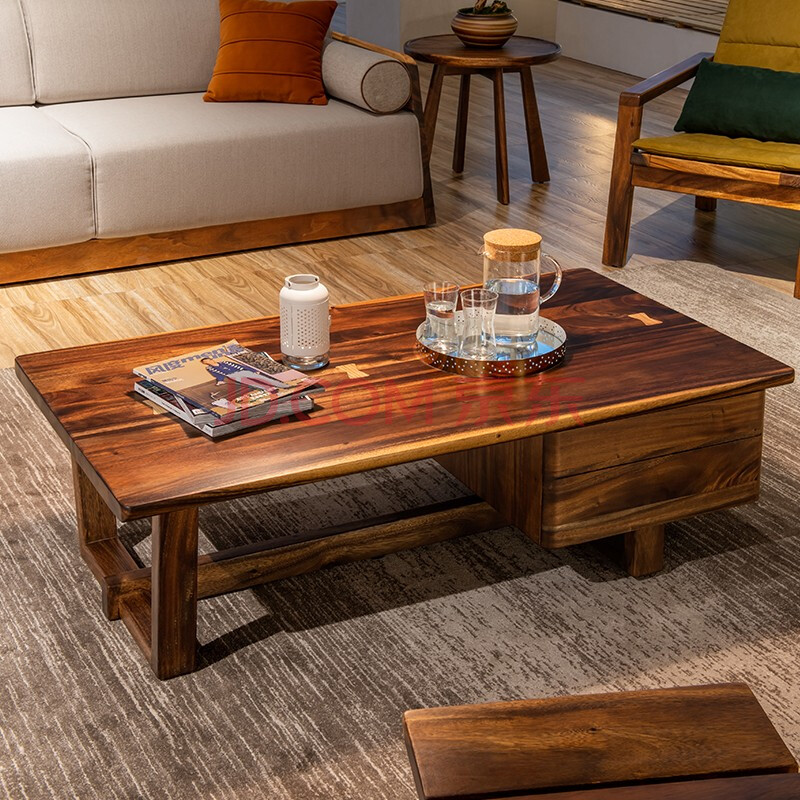 35米茶台 德国欧诗木木蜡油高档客厅环保家具 高级灰色抽屉 长茶几