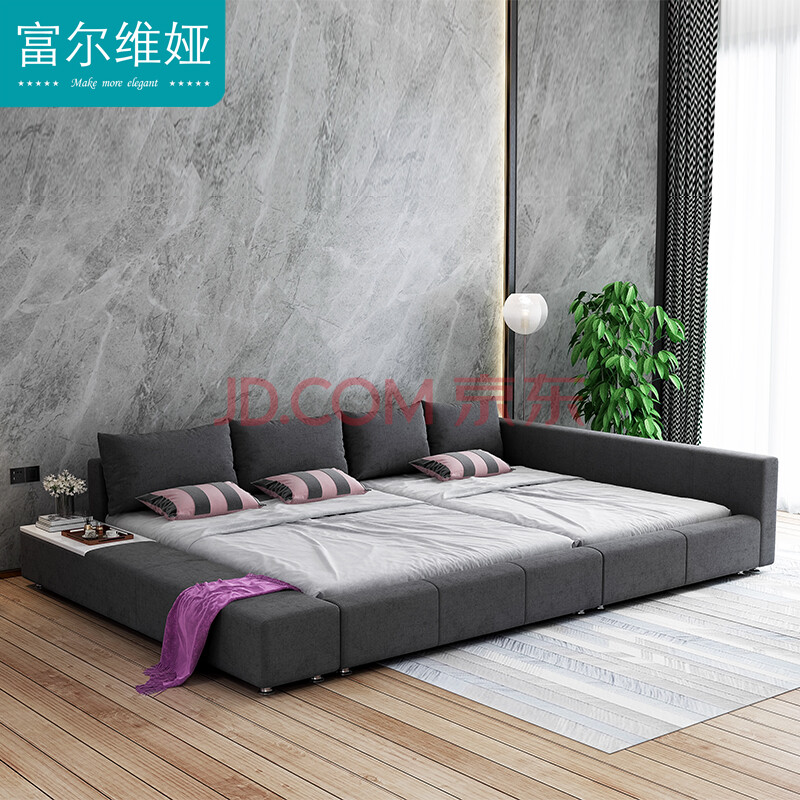 日式榻榻米超大床五人2.8米2.5米3米主卧拼接大床矮床布床围栏床 1.