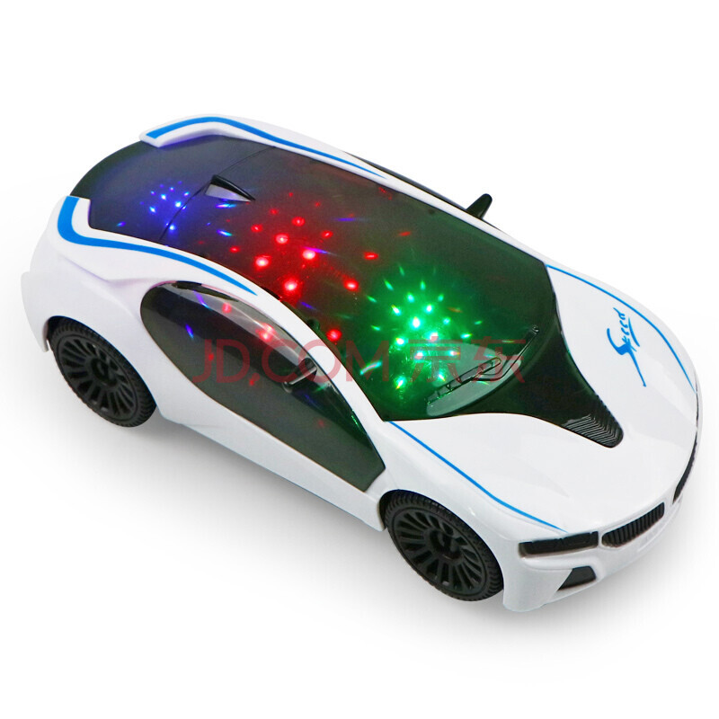 儿童玩具小汽车电动带音乐闪光灯变形旋转万向警车男孩玩具1-2-3-6-12