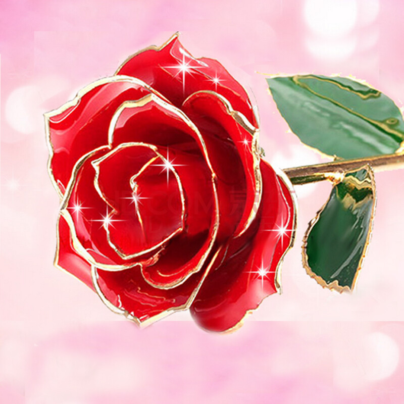 尚艺礼 24k金天然金玫瑰花 创意生日礼物 送女友送老婆 浪漫情人节