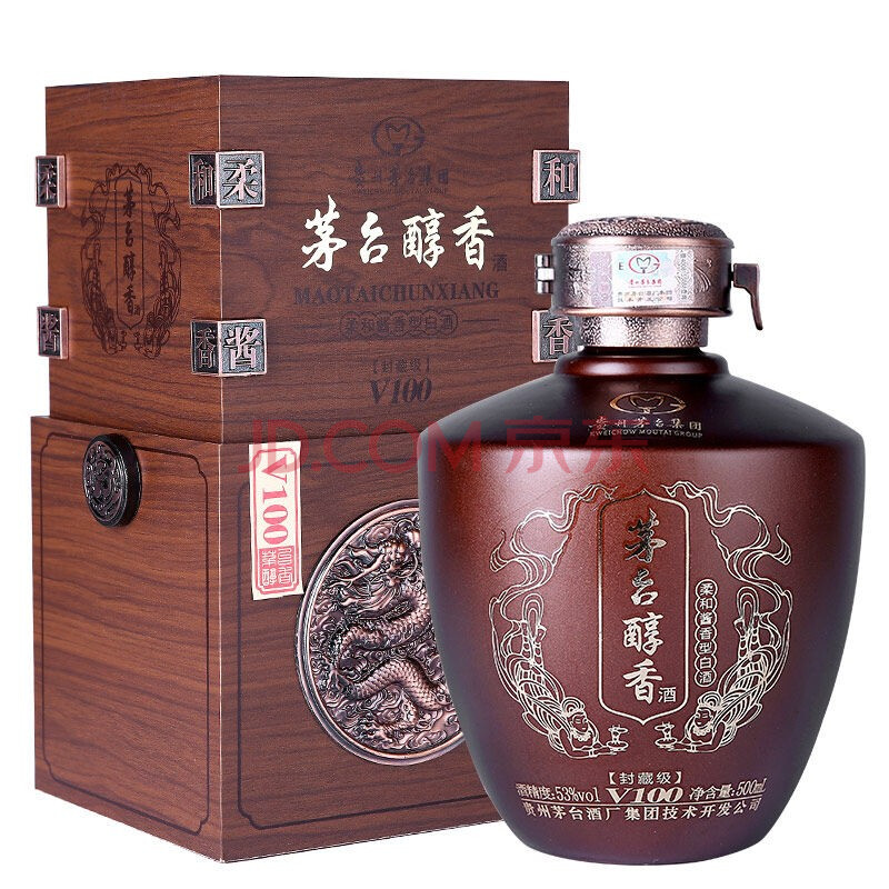 茅台醇香酒 封藏级v100 53度柔和酱香型白酒500ml 单瓶装