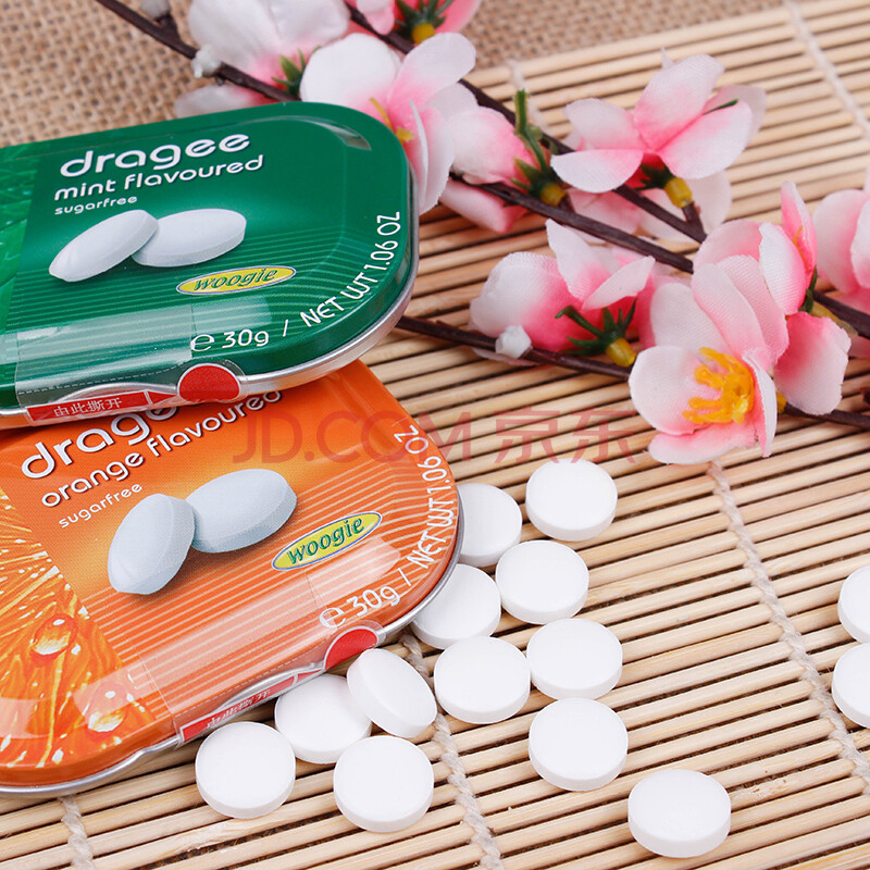 奥地利进口 woogie 清凉/甜橙薄荷糖 休闲办公 单盒/30g 薄荷味