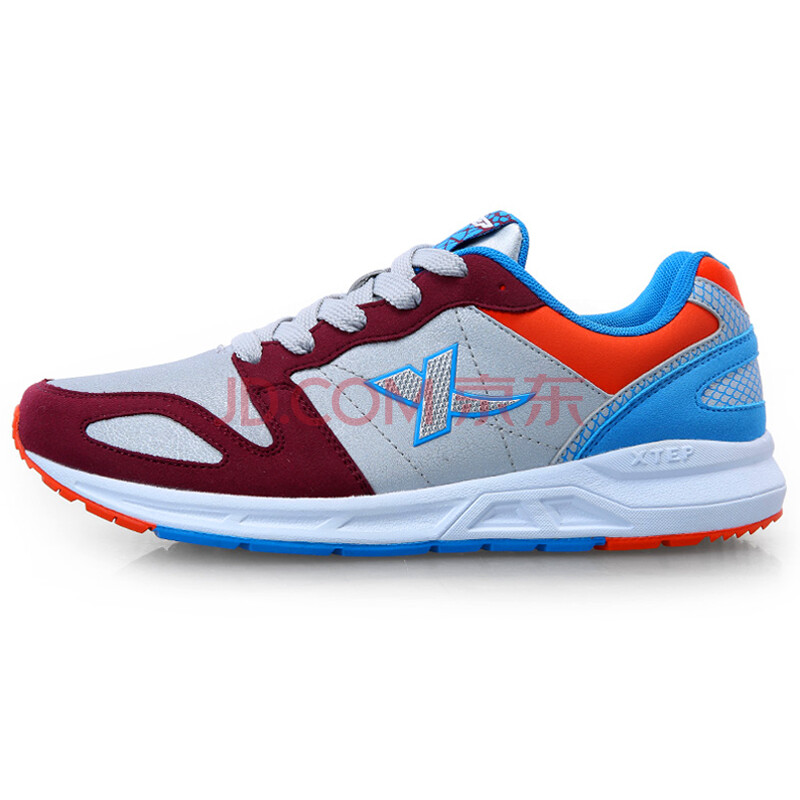特步男鞋休闲鞋夏季透气鞋子男运动休闲鞋阿甘鞋 红兰 40