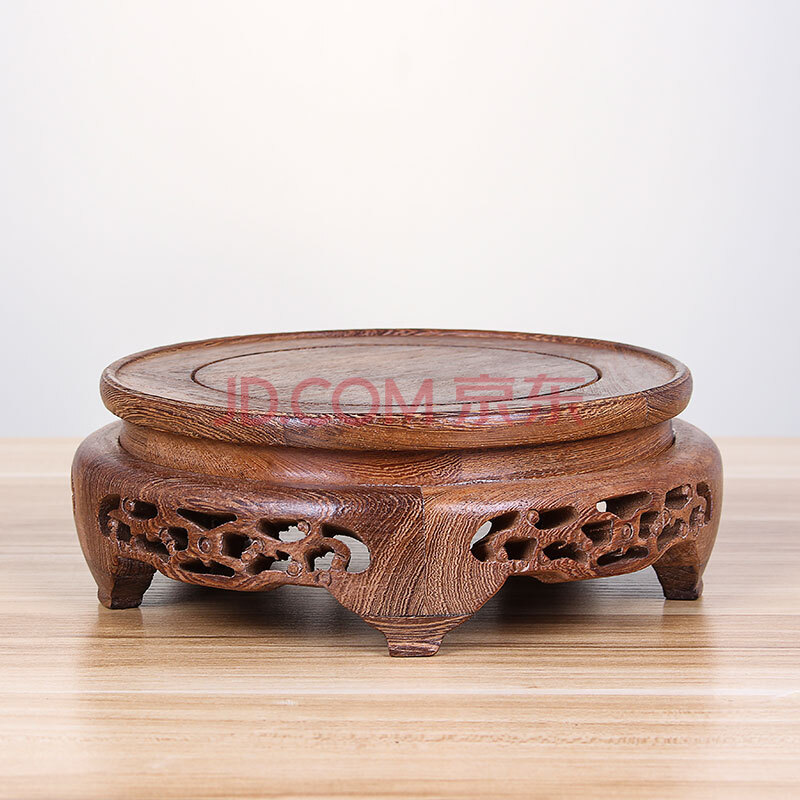 轩品阁 鸡翅木底座 实木底托 紫砂壶鱼缸花盆佛像底座 花瓶摆件圆形