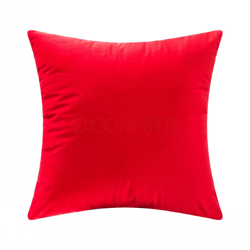 天鹅绒纯色抱枕简约毛绒沙发靠枕现代靠垫床头靠背垫套 h-28中国红