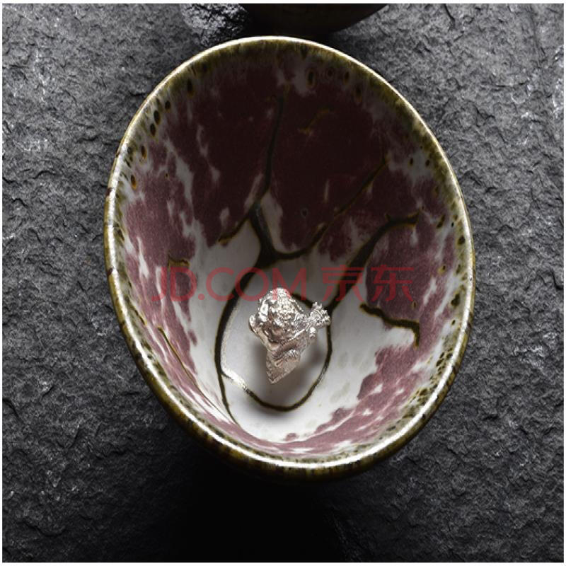 祥茹茗品台湾茶具志野樱花釉山行大茶碗志野杯陶瓷功夫大茶杯银鱼杯
