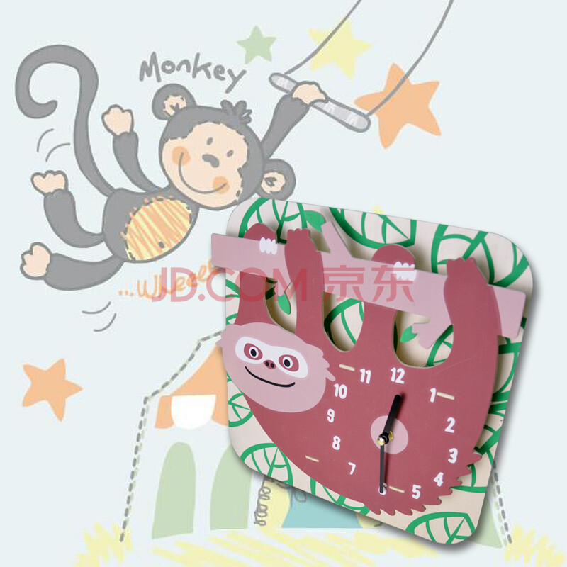 玩者 创意卡通益智3d立体木质拼装挂钟 萌萌哒挂钟 树袋熊懒懒