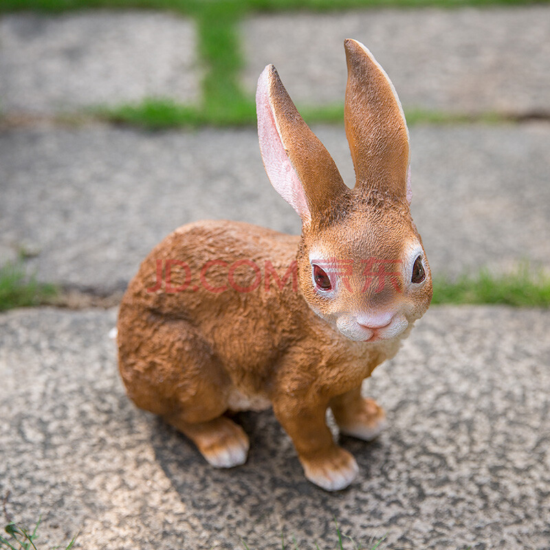 花园装饰庭院幼儿园雕塑卡通工艺品摆设仿真树脂动物小兔子摆件 款2黄