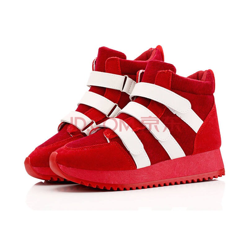 抽象鸟 春新款高帮休闲运动鞋女韩版潮流板鞋魔术贴学生跑步鞋女子