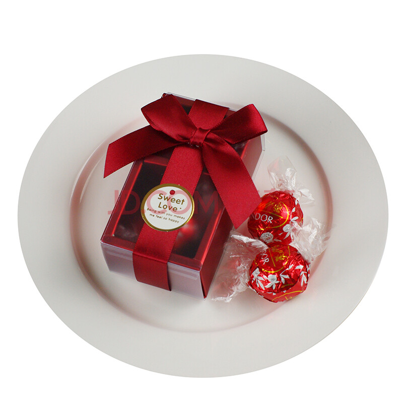 瑞士莲进口软心夹心牛奶巧克力喜糖成品2粒酒红套封婚礼糖盒含糖 生日