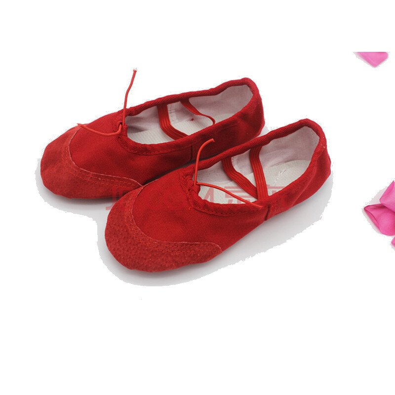 幼儿童芭蕾练功瑜伽鞋足尖鞋跳舞鞋帆布男女小孩软底舞蹈鞋 红色 44