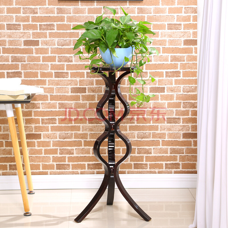 曼寜s花架 落地花架 三角实木花架 客厅户外花架 黑色